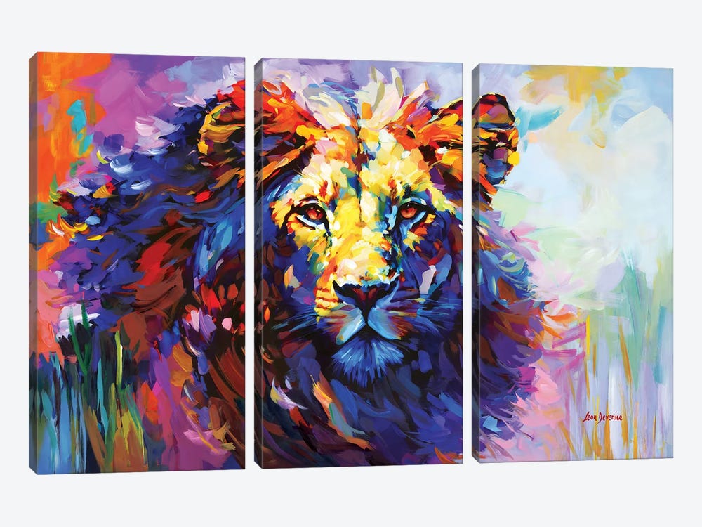 Majestic Lion by Leon Devenice 3-piece Canvas Artwork