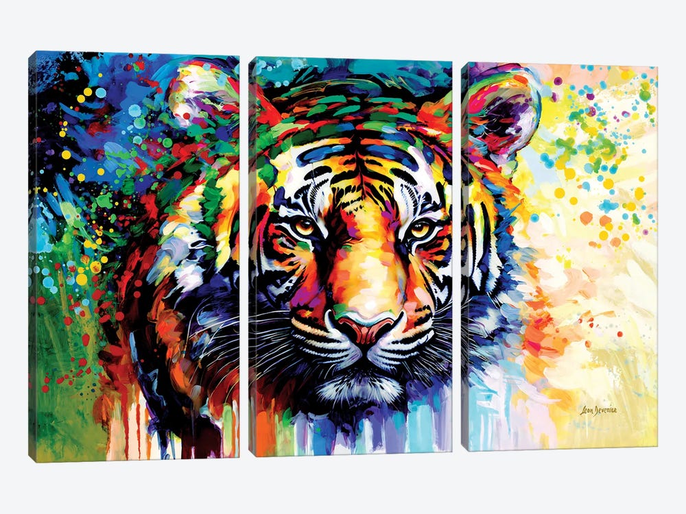 Tiger's Gaze by Leon Devenice 3-piece Canvas Artwork