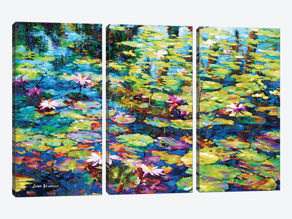 Lilies Of The Pond by Leon Devenice 3-piece Canvas Art