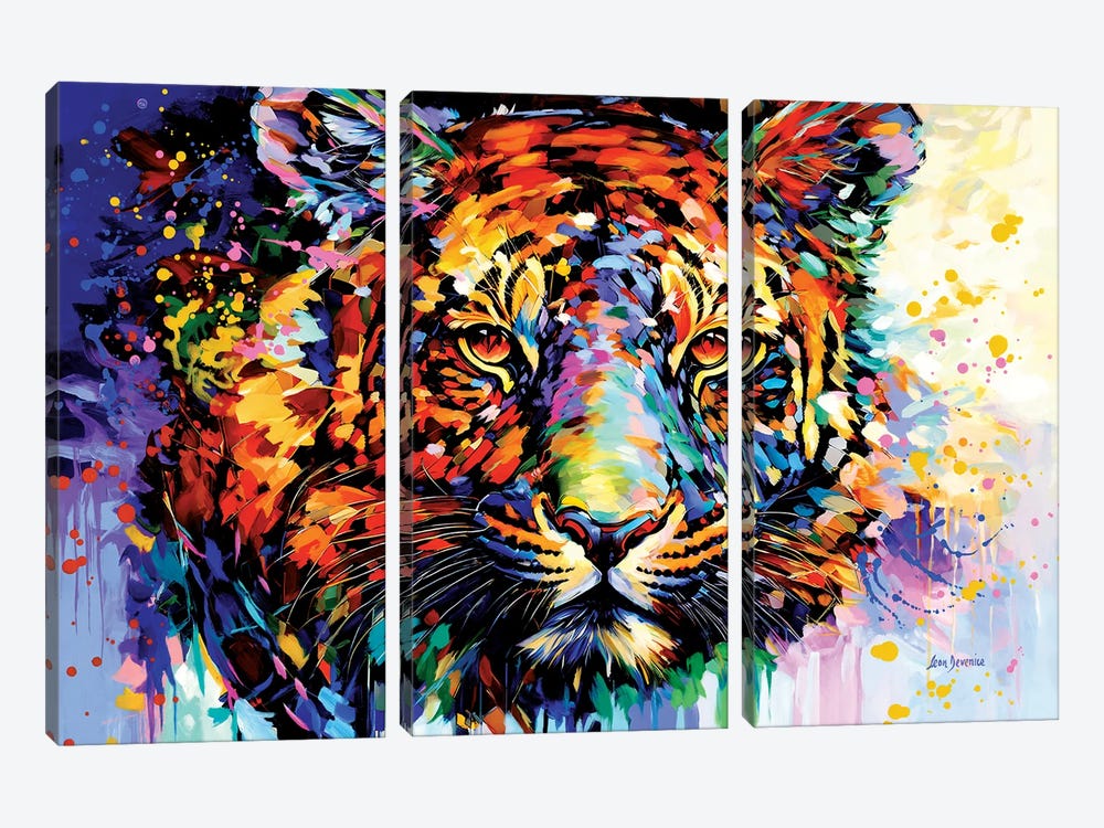 Tiger's Wild Wonder by Leon Devenice 3-piece Canvas Art