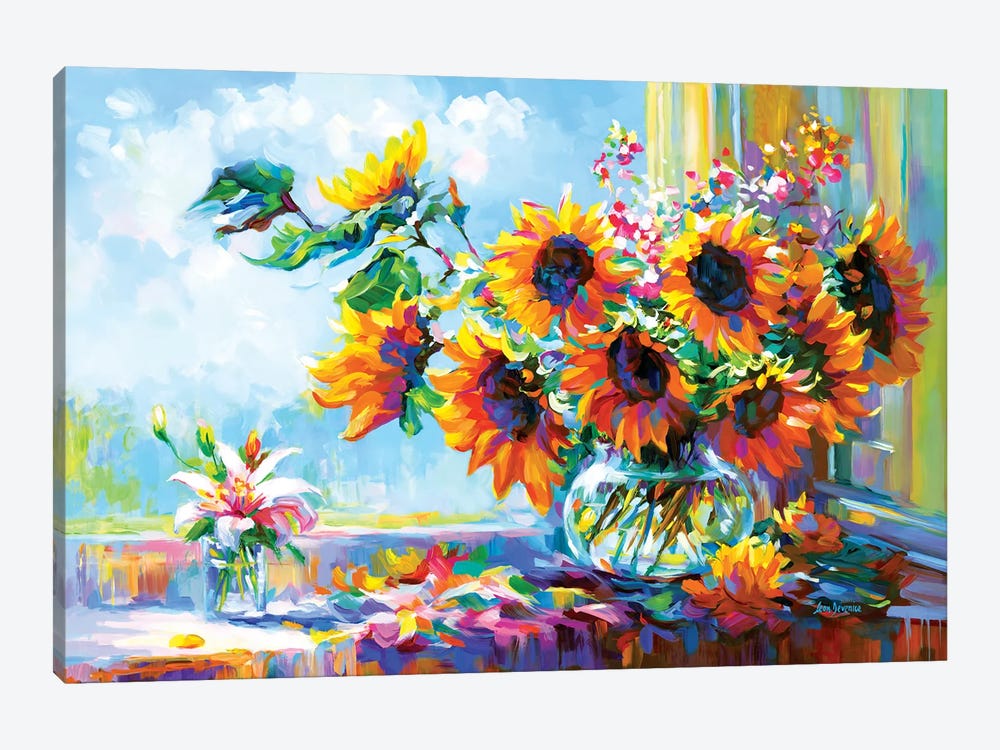 Sunflowers Morning Glory by Leon Devenice 1-piece Canvas Artwork