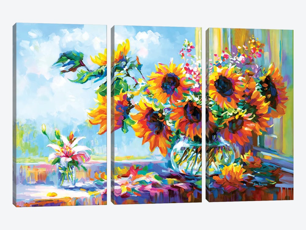 Sunflowers Morning Glory by Leon Devenice 3-piece Canvas Art
