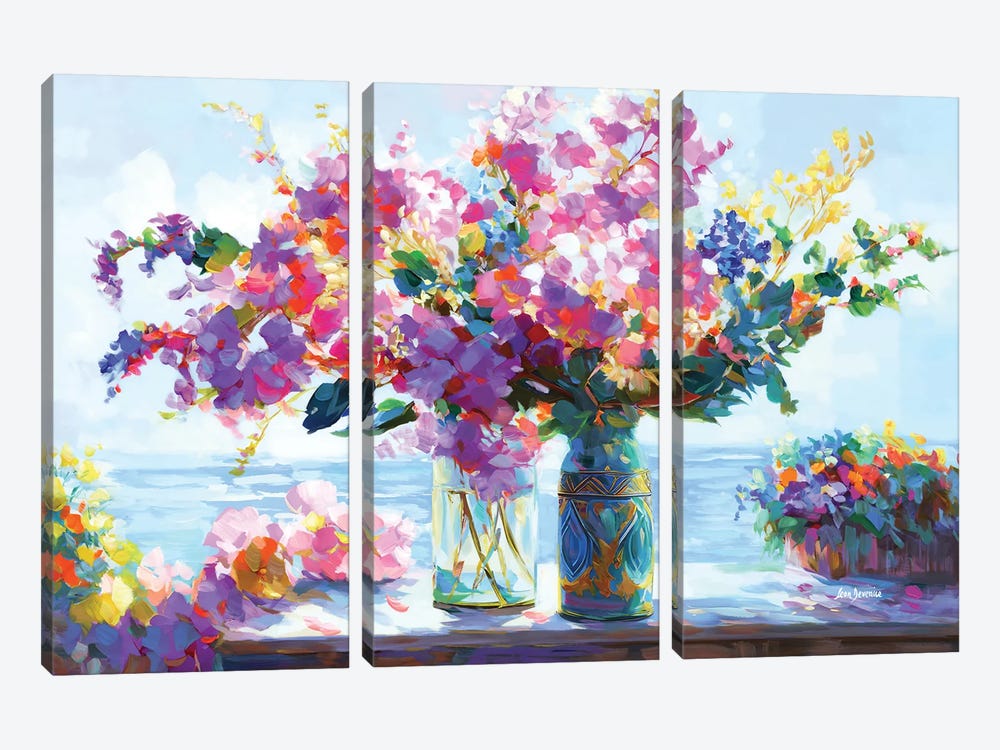 Blossoms Amidst The Ocean Breeze by Leon Devenice 3-piece Canvas Wall Art