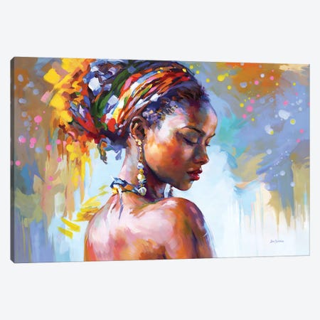 African Beauty Canvas Print #DVI472} by Leon Devenice Canvas Artwork