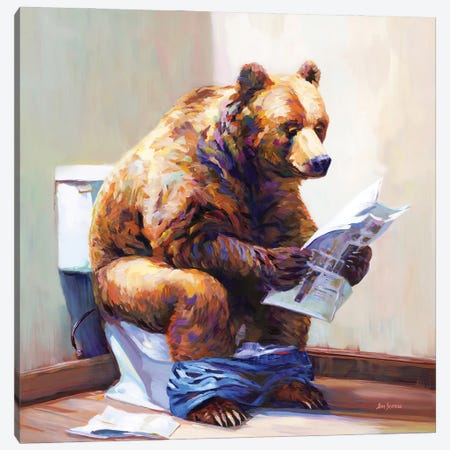 Bearly Informed Canvas Print #DVI473} by Leon Devenice Canvas Wall Art