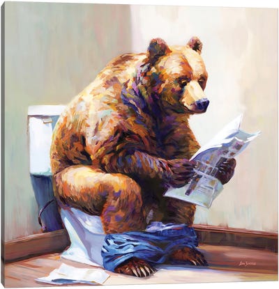 Bearly Informed Canvas Art Print - Bathroom Humor Art