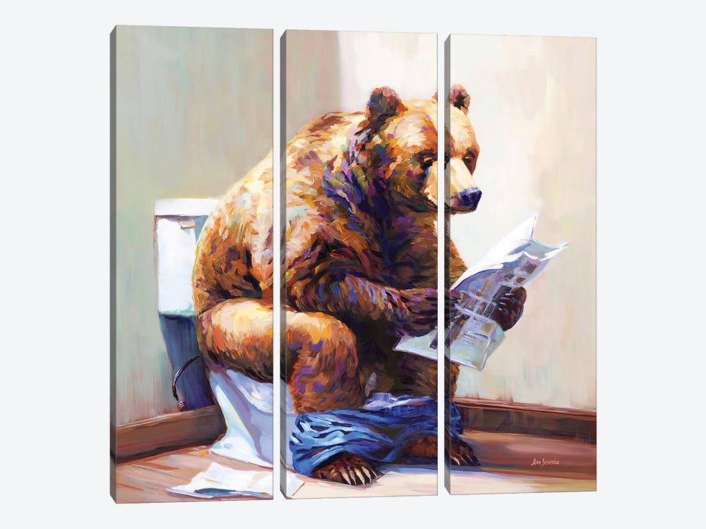 Bearly Informed by Leon Devenice 3-piece Canvas Art