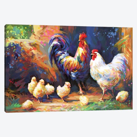 Happy Farmyard Family Canvas Print #DVI476} by Leon Devenice Canvas Print