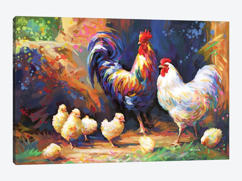 Happy Farmyard Family by Leon Devenice 1-piece Art Print