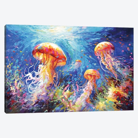 Jellyfish Serenade Canvas Print #DVI477} by Leon Devenice Canvas Print