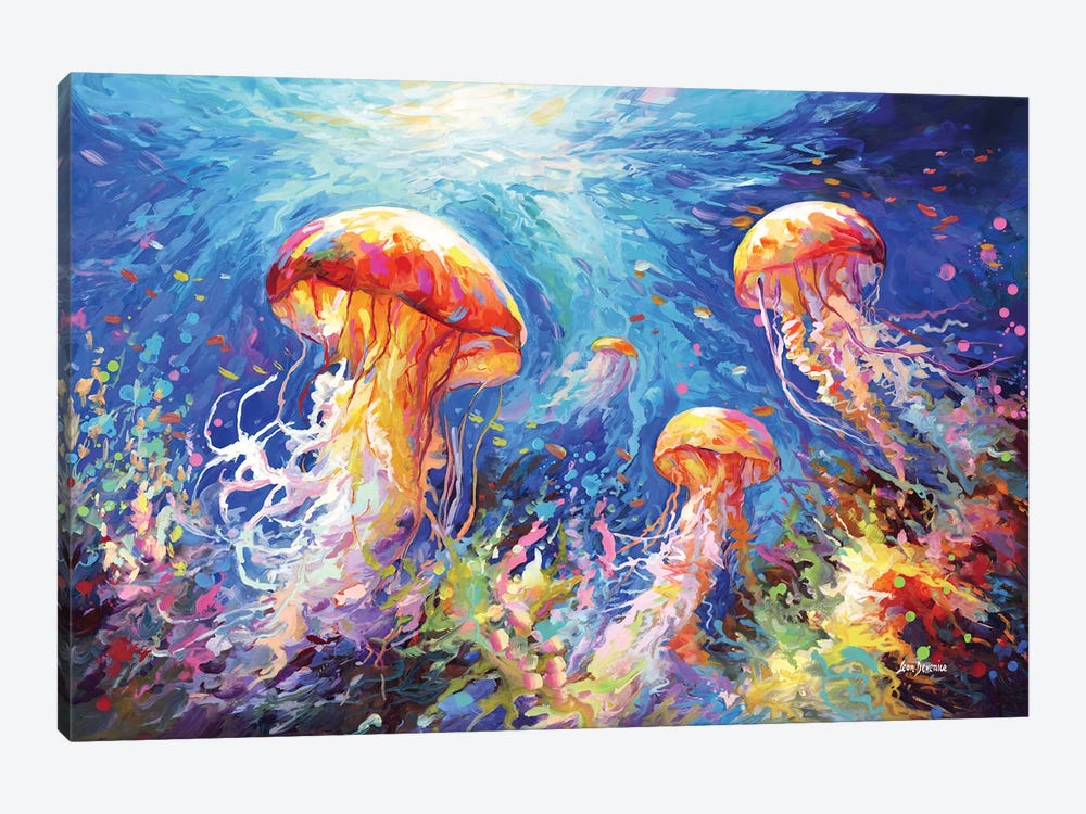 Jellyfish Serenade by Leon Devenice 1-piece Canvas Art