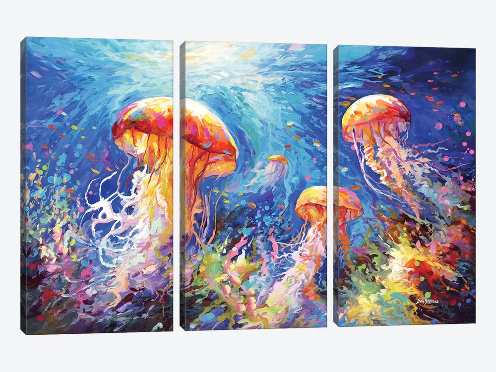 Jellyfish Serenade by Leon Devenice 3-piece Canvas Art