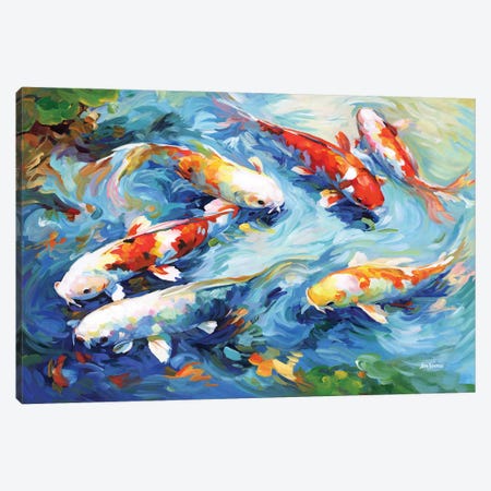Koi Peaceful Glide Canvas Print #DVI478} by Leon Devenice Canvas Artwork