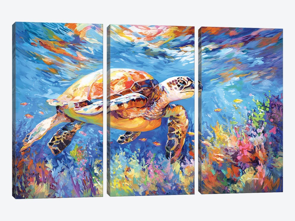 Sea Turtle's Adventure by Leon Devenice 3-piece Canvas Artwork