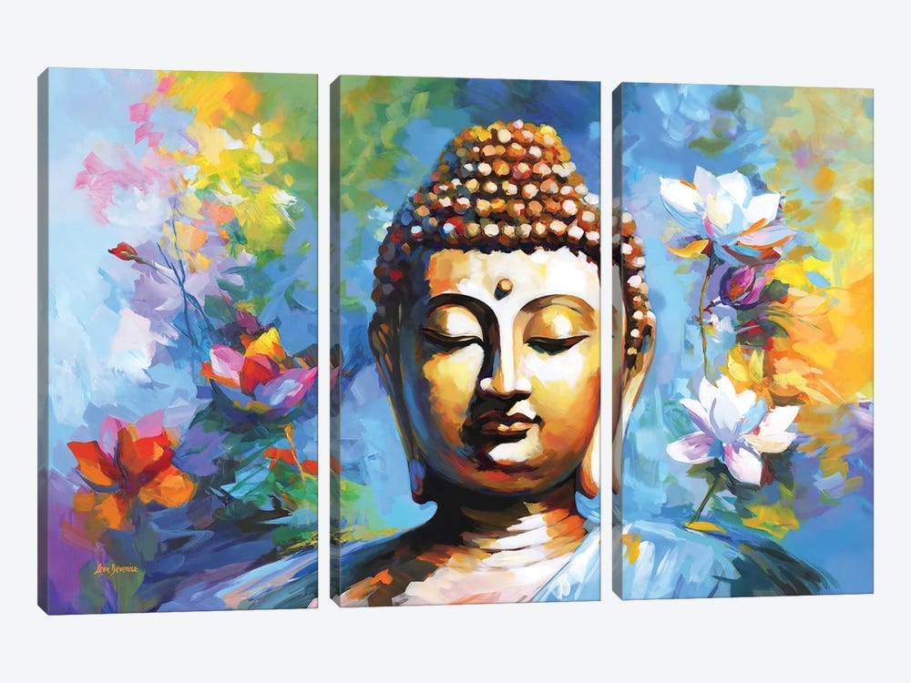 The Bloom Of Buddha's Light by Leon Devenice 3-piece Canvas Print