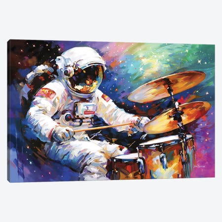 The Cosmic Drummer Canvas Print #DVI485} by Leon Devenice Canvas Artwork