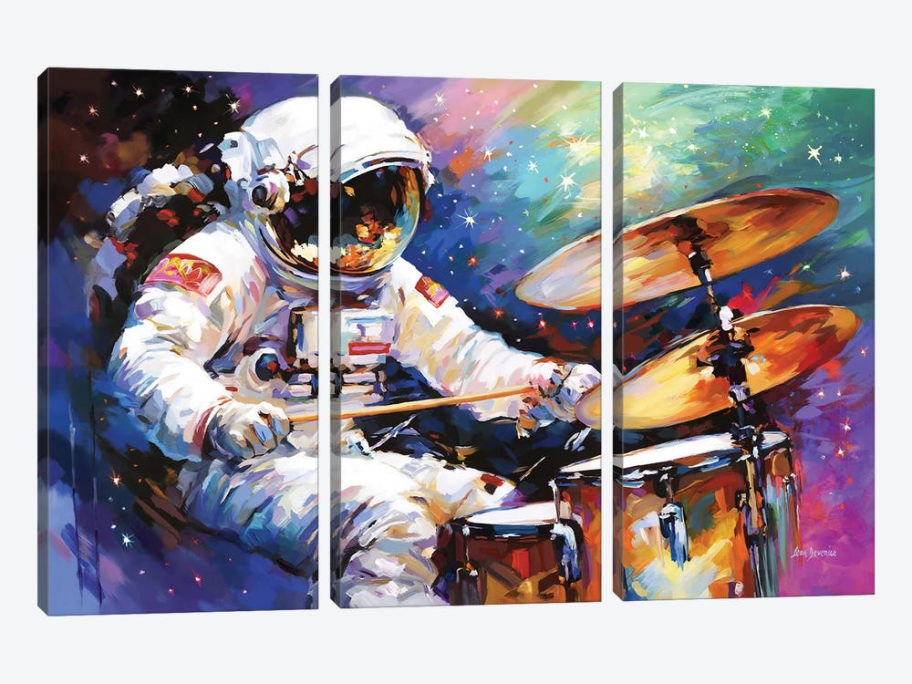 The Cosmic Drummer by Leon Devenice 3-piece Art Print