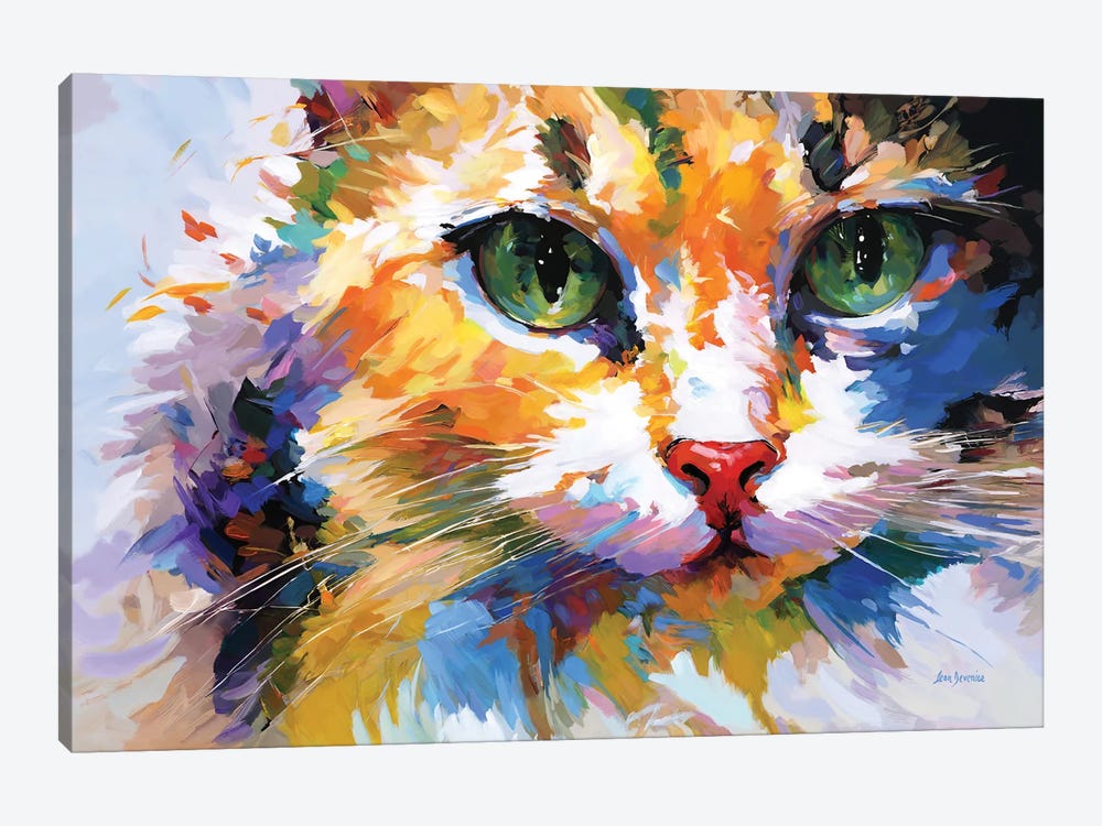 Colorful Cat by Leon Devenice 1-piece Canvas Art Print