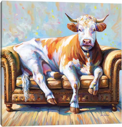 Cow's Day Off Canvas Art Print - Leon Devenice