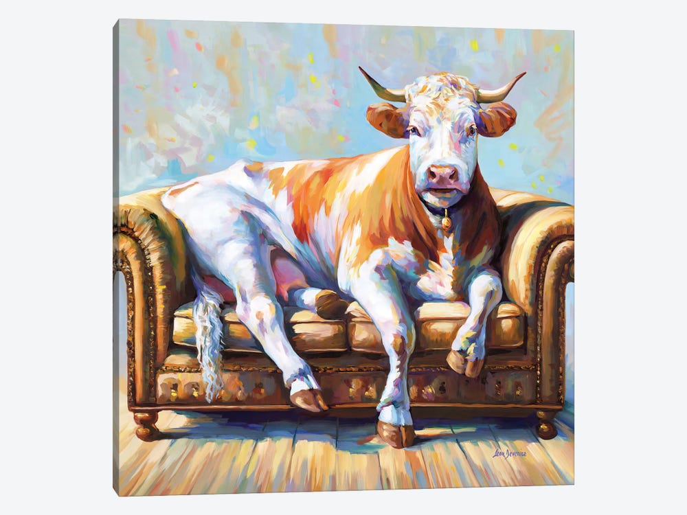 Cow's Day Off by Leon Devenice 1-piece Canvas Wall Art