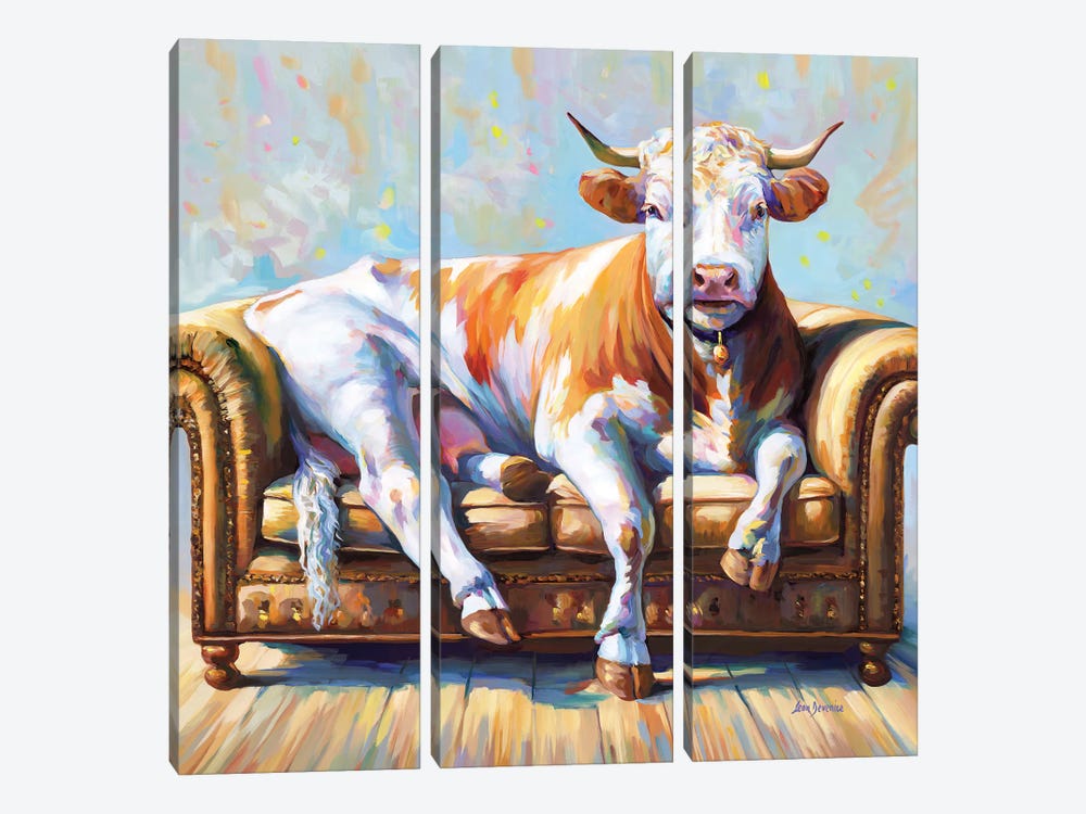 Cow's Day Off by Leon Devenice 3-piece Canvas Art