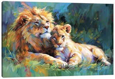 The Lion's Embrace Canvas Art Print - Lion Art