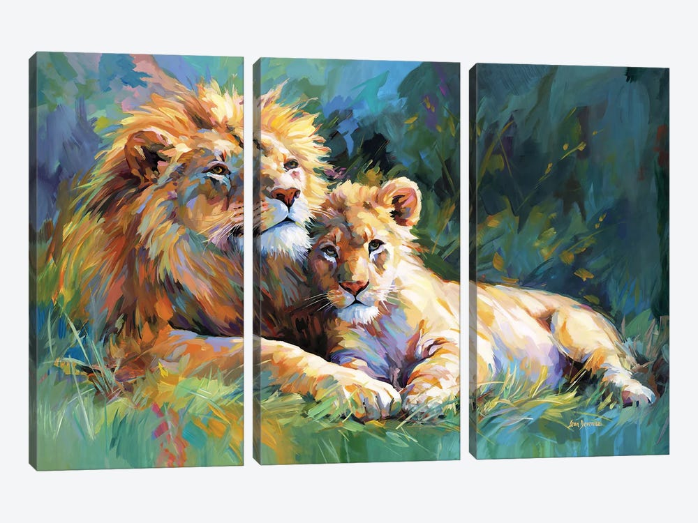 The Lion's Embrace by Leon Devenice 3-piece Art Print