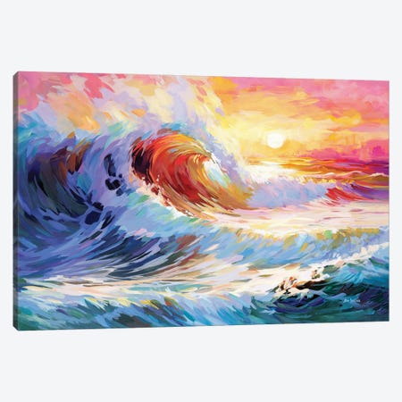 Colorful Ocean Waves In California Canvas Print #DVI502} by Leon Devenice Canvas Wall Art
