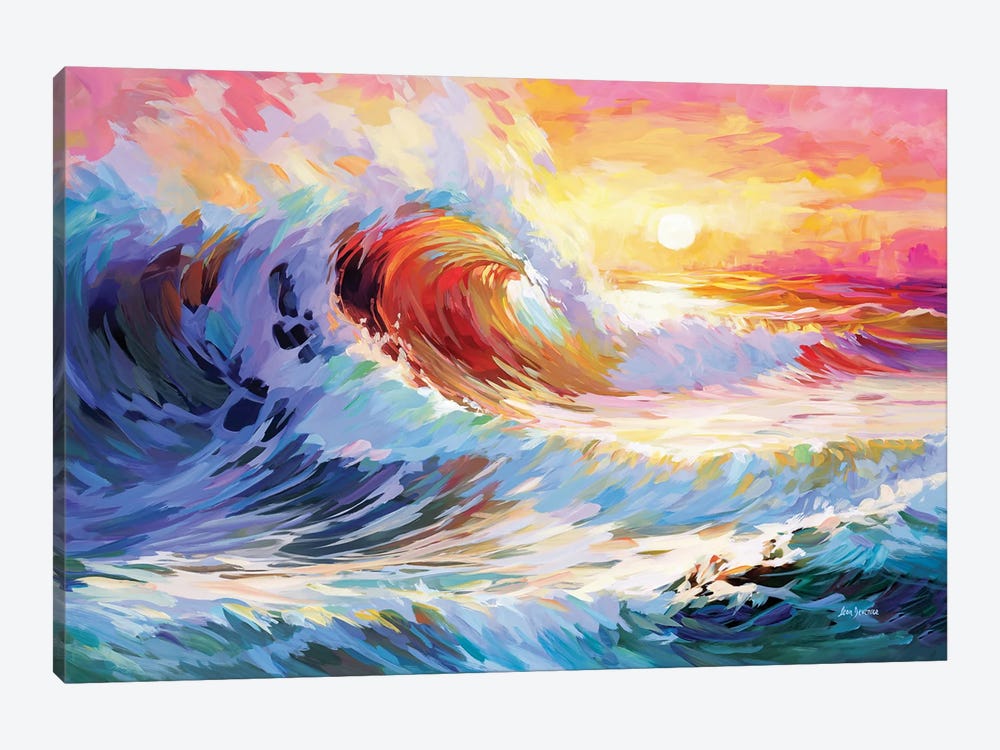 Colorful Ocean Waves In California by Leon Devenice 1-piece Canvas Print
