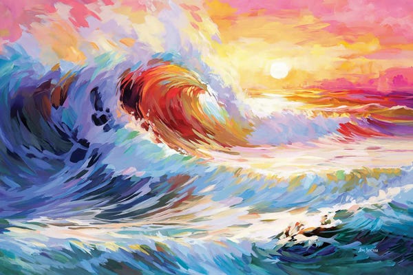 Giclee Features: Colorful Ocean Waves In California by Leon Devenice