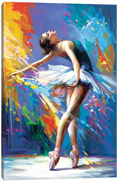 Ballerina's Enchanting Ecstasy Canvas Art Print - Leon Devenice