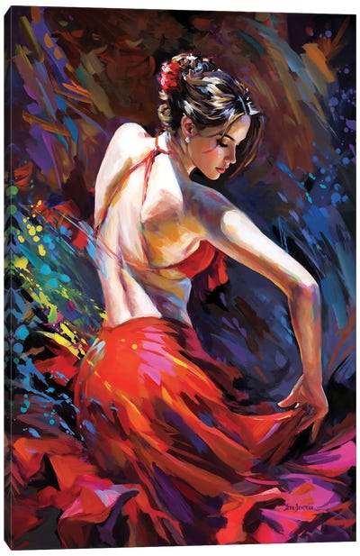Passionate Flamenco Dancer Canvas Art Print - Leon Devenice