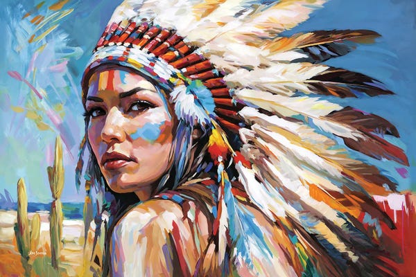 Leon Devenice: Native American Woman by Leon Devenice
