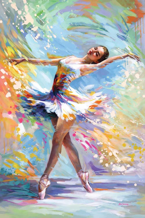 Colorful Ballerina Canvas Wall Art by Leon Devenice | iCanvas