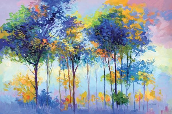 Leon Devenice: Colorful Tranquil Trees by Leon Devenice