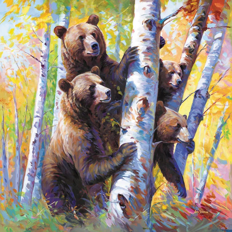The Curious Bears Among The Birch Trees