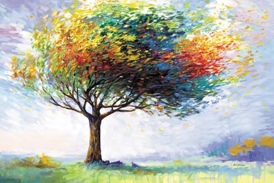 Tree Of Happiness In The Winds Of Life by Leon Devenice framed canvas print