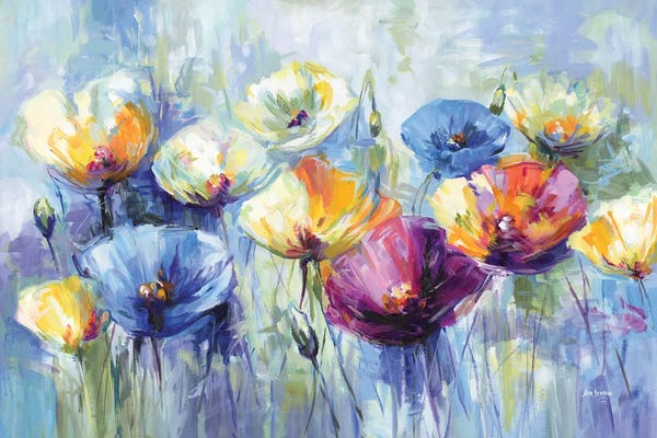 Leon Devenice: Joyful Poppies In Spring Light by Leon Devenice