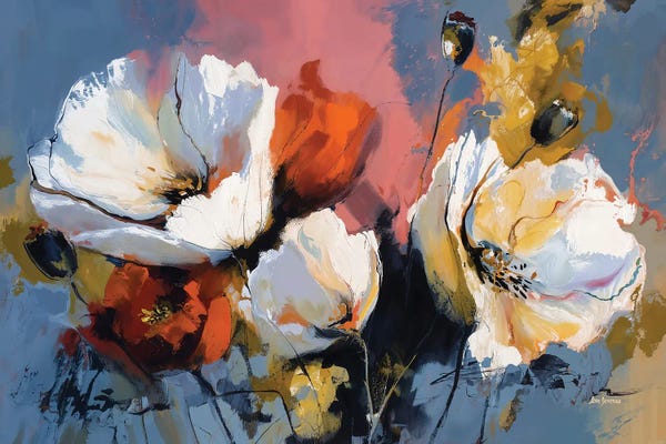 Leon Devenice: Expressive Abstract Floral by Leon Devenice