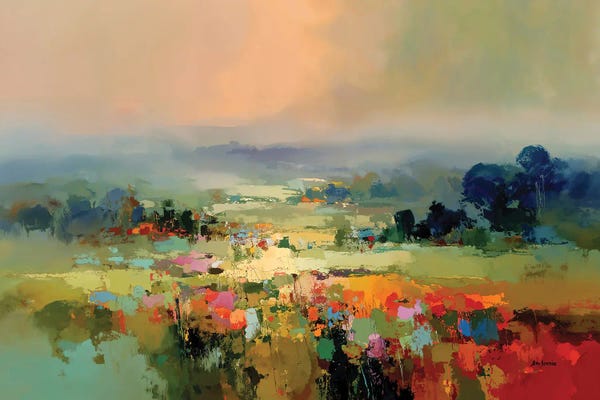 Leon Devenice: Vibrant Abstract Fields And Soft Pastel Sky by Leon Devenice