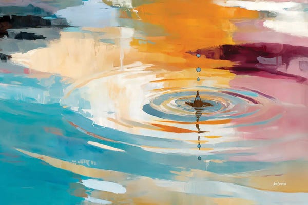 Leon Devenice: Abstract Water Ripple With Colorful Reflections by Leon Devenice