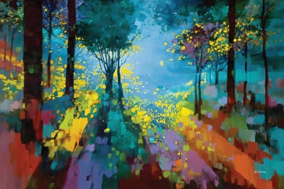 Leon Devenice - Framed Fine Art Prints: Enchanted Colorful Forest by Leon Devenice
