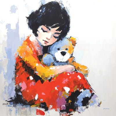 Olivine - Canvas Prints: Girl With Teddy Bear by Leon Devenice