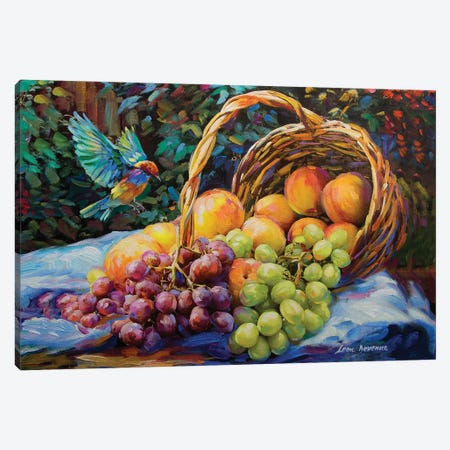 Peaches And Grapes Canvas Print #DVI61} by Leon Devenice Canvas Art Print