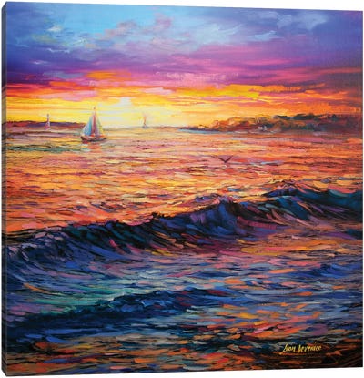 Sunset Embrace Canvas Art Print - Wave Art