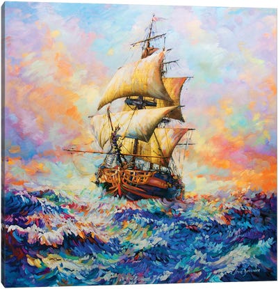 The Captain's Story Canvas Art Print - Wave Art