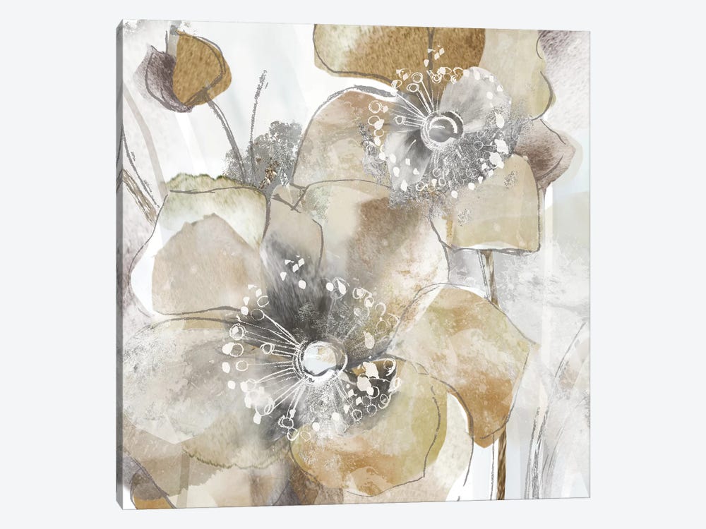 Taupe Spring Poppy II by Maria Donovan 1-piece Canvas Art Print