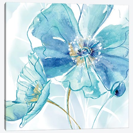 Blue Spring Poppy I Canvas Print #DVN8} by Maria Donovan Canvas Art