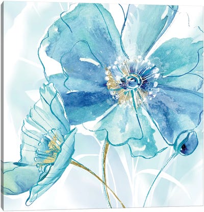 Blue Spring Poppy I Canvas Art Print - Poppy Art