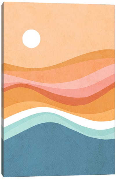 Rainbow Waves Seascape Canvas Art Print - '70s Sunsets